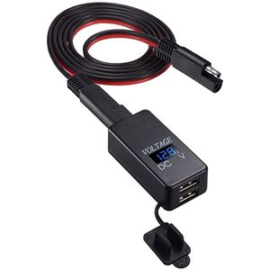 Universele Voor Auto Sae Naar Usb Adapter Met Voltmeter Motorcycle Quick Disconnect Plug Met Waterdichte Dual Usb Charger