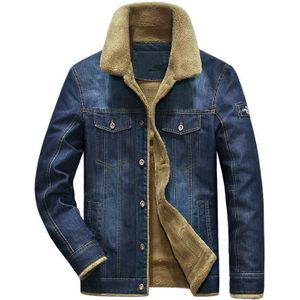 Mannen Denim Jassen Winter Warm Bont Jeans Jas 5XL Dikke Cowboy Jassen Uitloper kleding