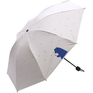 Uv Beschermen Paraplu Cartoon Beer Stippen Patroon Vrouwen 3 Vouwen Zomer Anti-Uv Zon Regen Mini Paraplu Reizen Waterdichte Paraplu
