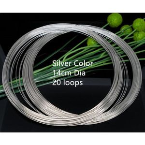 Doreenbeads Staal Memory Wire Voor Kralen Armbanden Componenten Ronde Zilveren Kleur Gunblack Voor Sieraden Diy Charms, 20 Loops