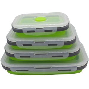 4 Stuks Siliconen Lunchbox Inklapbare Voedsel Container Bpa Gratis Voedsel Inklapbare Opslag Container Magnetron Vriezer Veilig