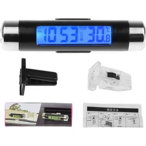 2in1 Auto Auto Lcd Clip-On Digitale Temperatuur Thermometer Klok Kalender Automotive Blauw Backlight Klok
