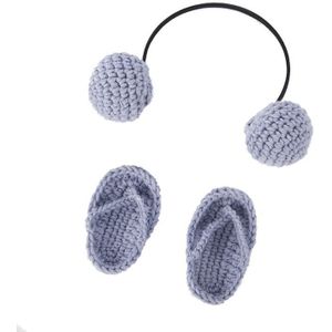 Pasgeboren Fotografie Props Hand Haak Baby Slippers + Headset Set Baby Foto Props Schoenen Fotografie Accessoires E06F
