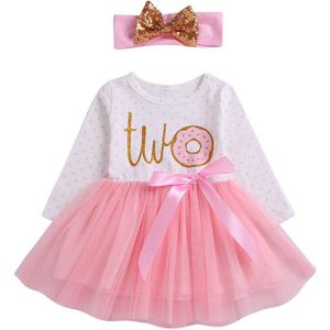 2 Jaar Baby Girl Verjaardag Prinses Jurken Peuter Kid Mouwloze Nummer Twee Tule Doopsel Jurk Little Kind Outfit