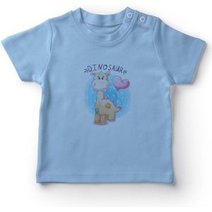 Angemiel Baby Ballon Holding Dinosaurus Jongens Baby T-shirt Blauw