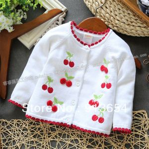 Retail Lente herfst babykleding kinderkleding bovenkleding baby trui meisjes cherry vest trui jas