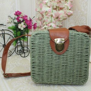 USA Casual Vrouwen Girl Rotan Stro Tas Geweven Vierkante Gevlochten Handtas Crossbody Strand Zomer Zakken