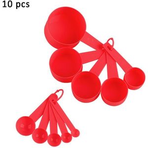 10 Stks/set Keuken Accessoires Pure Kleur Diy Bakken Levert Pp Plastic Cups Lepels Set Stapelbare Combinatie Meetinstrumenten