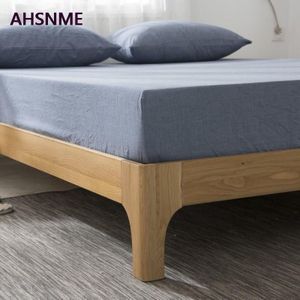 AHSNME 100% Katoenen lakens Super Zachte parure de lit Koele Zomer Eenvoudige Denim Blauw Hoeslaken 90x200/ 120x200/180x200cm