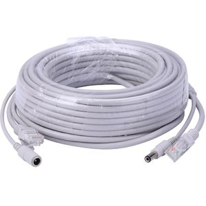 Hamrolte 5 M/10 M/20 M/30 M Optioneel 2.1 Mm/5.5 Mm Jack RJ45 + Dc Power Extension Ethernet Cctv Kabel Voor Ip Camera 'S Nvr Systeem