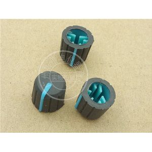 3 stks rubber knop cap 15mm * 14mm voor Half-as potentiometer/180 graden/grijs body/blauw bar