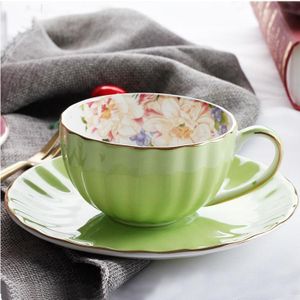 Kleurrijke Bone China Pompoen Koffiekopje Schotel Phnom Penh Keramiek Xicaras Pak Cushaw Vorm Sobretudo Feminino Tazas Schotel