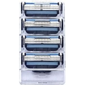 4Pcs Scheerapparaat Voor Mannen 3 Lagen Klassieke Roestvrij Scheerapparaat Scheermesjes Compatibel Handmatige Scheermesjes