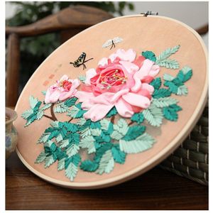 DIY Borduren Handgemaakte Lint Doek Materiaal Pakket Beginner Borduren Suite Bloem Woonkamer Schilderijen Decor Met Frame