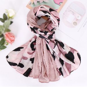 Camouflage Print Sjaal Gerimpelde vrouwen Hijab Islamitische Sjaal Plooi Wrap Katoen Linnen Hoofd Sjaal Moslim Tulband Hoofdband 190x90cm