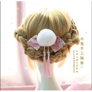 1pc Lolita hoofddeksels Chinese stijl kwastje keramische haaraccessoires hoofdtooi haar bal kant clip haarspeld B491