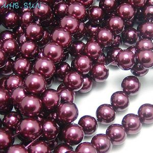 Mhs. Zon 3Mm-16Mm Dark Fuchsia Kleur Imitatie Parel Kralen Ronde Losse Glazen Spacer Kralen Voor Sieraden Maken diy Ketting