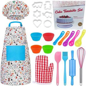 30Pcs Kids Koken Bakken Set Keuken Meisjes Kinderen Chef Jurk Up Setrole Spelen Bakken Fornuis Koken Speelgoed Kit