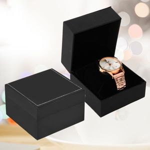 Zwart Duurzaam Enkele Horloge Doos PU Lederen Aanwezig Vitrine Voor Armband Sieraden heren Horloge Dozen Houder