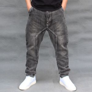 Plus size Mannen baggy Skateboard denim broek Hip hop Punk Verslapping jean harembroek Mannen street dance Kruis broek FSH14