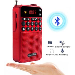 Draagbare Pocket Radio Mini Bluetooth 5.0 Speaker Ondersteuning Opname U Disk Tf Card Hoofdtelefoon Stereo Muziek Speler Met Zaklamp
