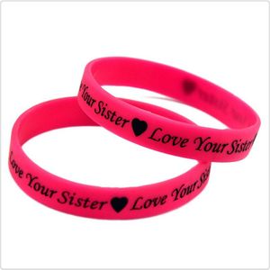 Obh 50Pcs Liefde Uw Zus Siliconen Armband Roze Ingeslagen En Gevuld In Kleur