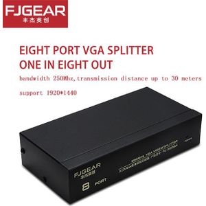 8 Port VGA Splitter HD VGA Video sharing 1-in-4-out 250 MHZ 15HDF 60 M hoge frequentie 1920*1440 voeding