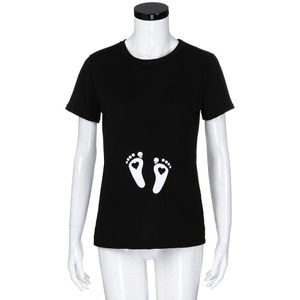 Lonsant Moederschap Kleding Vrouwen Korte Mouw Tops Baby Is Komende Pregnants Footprint Print Blouse Moederschap Shirt
