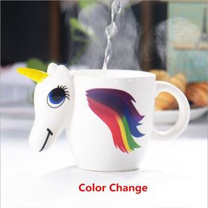 350mL Magic 3D Cartoon Unicorn Mug Funny Heat Sensitive Color Change Coffee Milk Tea Mug Cup Best for Kids