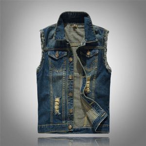 80 s Vintage Mannen Denim Vest Mannelijke Mouwloos katoenen mode Jassen Gat Jeans hoogwaardige Vest plus size 6XL