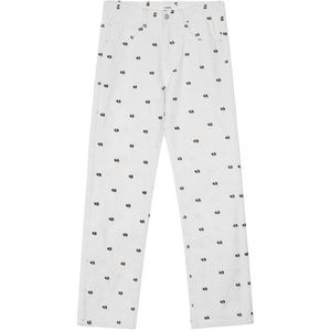 Hart Borduurwerk Denim Broek Heren High Street Rechte Pijpen Broek Streetwear Casual Broek Broek Mannen