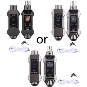 1 Paar Plug-On Microfoon Wireless System Xlr Zender En Ontvanger Adapter Met Oplaadbare 3.7V 14500 Batterij
