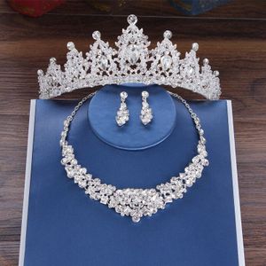 Chuhan Bridal Crown Ketting Oorbellen Driedelige Bruids Sieraden Sets Kristal Trouwjurk Accessoires C359