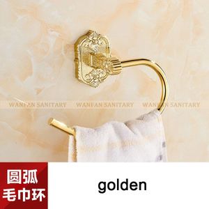 Luxe Gouden Handdoekring Badkamer Accessoires Gesneden Europese Witte Ring Handdoekhouder Antieke Massief Messing Handdoek Houder 3307