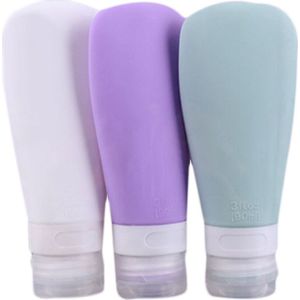 3Pcs Draagbare Siliconen Hervulbare Fles Reizen Verpakking Druk Voor Lotion Shampoo Cosmetische Squeeze Containers Reizen Fles Sets