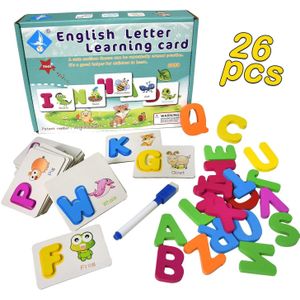 Houten Abc Letters Bijpassende Flash Kaarten Puzzel Leren Speelgoed-Ideaal Voor Lezen En Schrijven Speelgoed Voor Kleuterschool Peuters