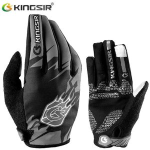 Kingsir Winter Fleece Road Fiets Handschoenen Mannen Vrouwen Warm Touchscreen Mountain Fietsen Handschoenen Volledige Vinger Shockproof Bike Handschoenen