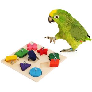 Huisdier Educatief Speelgoed Vogels Papegaai Interactieve Training Kleurrijke Houten Blok