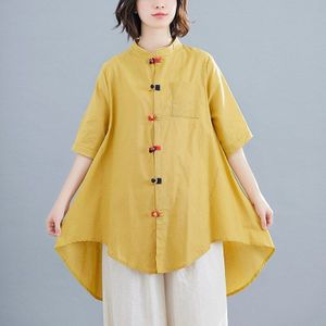 Traditionele Chinese Kleding Vrouwen Katoen Linnen Asymmetrische Shirt Retro Blouse Vintage Etnische Tuniek Dames Chinese Top 10529