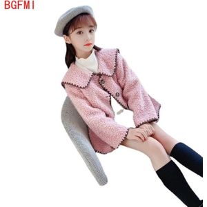 120-170Cm Tiener Meisjes Winter Herfst Roze Lam Wollen Jas 2022 Grote Kinderen Wollen Trui Kid plus Fluwelen Dikke Koreaanse Top