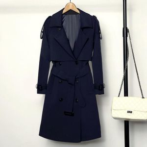 Mode Trenchcoat Voor Vrouwen Lente Herfst Double Breasted Met Riem Casaco Feminino Lange Navy Bovenkleding Abrigos Mujer