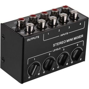 CX400 Mini Passief Stereo Mixer Rca 4-Kanaals Passieve Kleine Mixer Mixer Stereo Dispenser Voor Live Studi-O