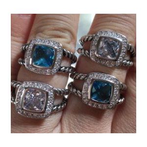 DR2094 Elegante 2 Kleur Emaille Zirconia Stenen Ring 925 Sterling Zilver Voor Vrouwen Wedding Ring