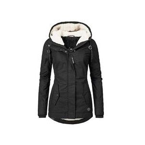 Winter Jas Vrouwen Winter Fleece Lange Mouwen Hooded Jassen Solid Black Keep Warm Zip Pocket Jas Bovenkleding Oversized