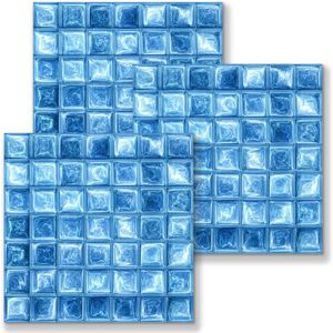 10 Stks/set 3D Waterdichte Zelfklevende Mozaïek Wandtegel Sticker Pvc Verwijderbare Blauw Wallpapers Keuken Badkamer Home Decoratie