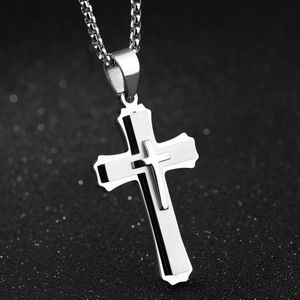 Mannen Kruis Ketting Top Mannen 316L Rvs Cross Hanger Ketting Sieraden Kerst Cadeau