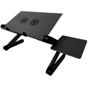 Verstelbare Aluminium Laptop Bureau Tafel Ergonomische Tv Bed Lapdesk Lade Pc Notebook Tafel Desk Stand Met Koelventilator Muismat