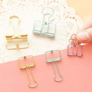 Kleurrijke Metalen Uitgeholde Bindmiddel Clip Papier Clips Klem Foldback Clip Voor Notebook Dagboek Kantoorbenodigdheden Leuke Diy Briefpapier