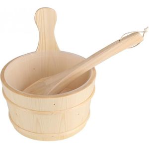 Emmer met Plastic Liner Badkamer Natuurlijke Houten Emmer Pollepel Set voor Sauna SPA Bad Accessoires Sauna Emmer