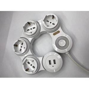 Universele Schuko Socket Stekkerdoos Met Usb Opladen Uitbreiding Socket Met Schakelaar Meerdere Socket Plug 1.8M Kabel